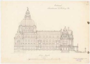 Stadttheater, Freiburg: Seitenansicht 1:200