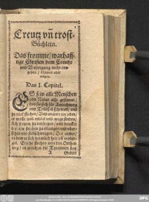 Creutz un[d] trostBüchlein.