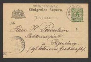 Brief von August Friedrich Schwarz an Hermann Poeverlein
