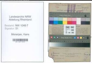 Entnazifizierung Hans Monerjan , geb. 10.11.1904 (Kaufmaennischer Angestellter)