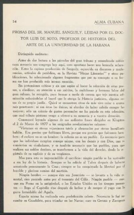 Prosas del Sr. Manuel Sanguily : leídas por el Doctor Luis de Soto, Profesor de Historia del Arte de la Universidad de la Habana