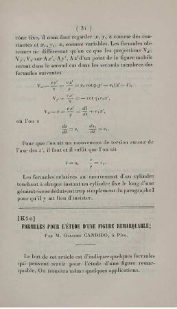 Formules pour l'étude d'une figure remarquable.