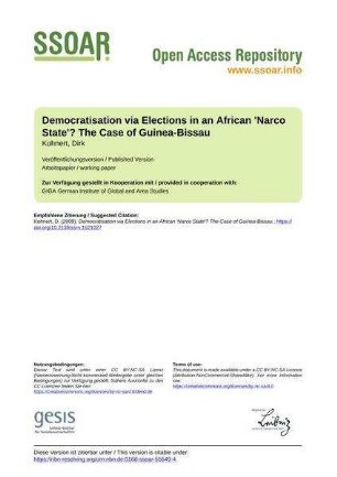 Democratisation via Elections in an African 'Narco State'? The Case of Guinea-Bissau