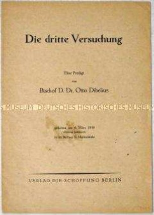 Predigt des evangelischen Bischofs Otto Dibelius, gehalten am 6. März 1949 in der Berliner St. Marienkirche
