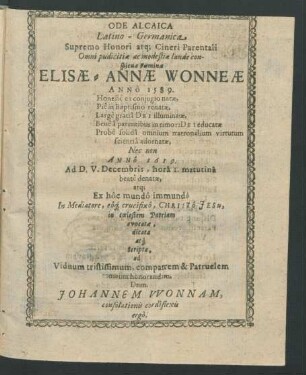 Ode Alcaica Latino-Germanica
