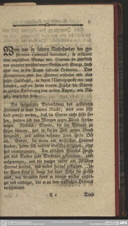 [Allgemeine Erfahrungen über den gestirnten Himmel]