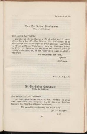 Von Dr. Gustav Stresemann