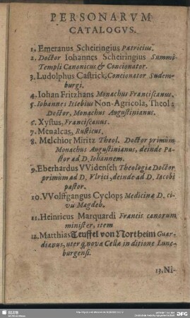 Personarum Catalogus