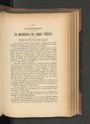 Indochine - La connaissance des langues indigènes.