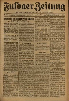 Erste Ausgabe vom Sonntag, den 31. Dezember 1922.