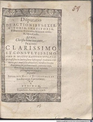 Disp. de actionibus: exercitoria, institoria, tributoria, de peculio, de in rem verso, &, quod iussu
