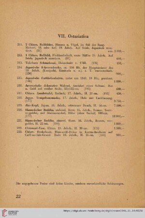 VII. Ostasiatica (Nr. 211-223)