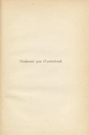 Nachwort zum Sonderdruck
