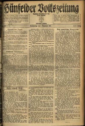 Ausgabe vom Donnerstag, den 01. Dezember 1921.