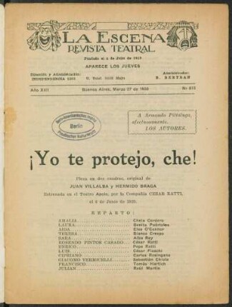¡Yo te protejo, che! : pieza en dos cuadros