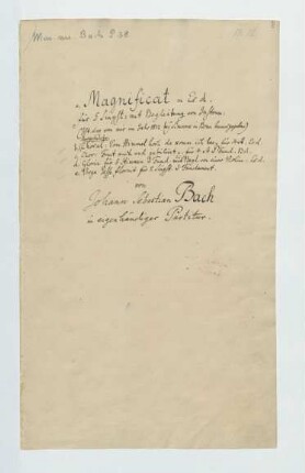 Magnificat; V (5), Coro, orch; Es-Dur; BWV 243a; BC E 13