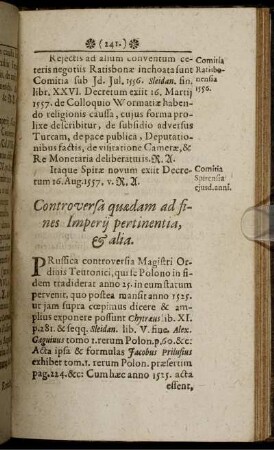 Controversa quaedam ad fines Imperii pertinentia, & alia