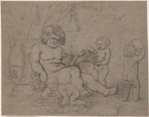 Liegender Bacchus mit drei Kindern