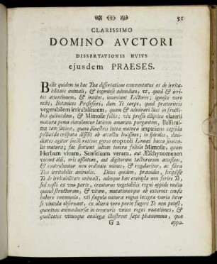 Clarissimo Domino Auctori Dissertationis Huius cjusdem Praeses.