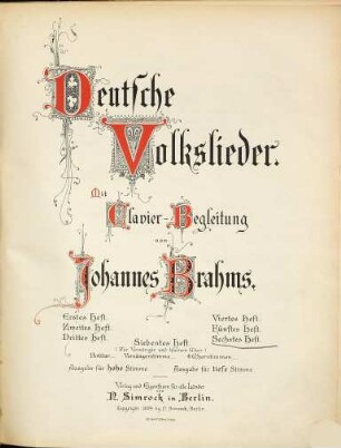 Deutsche Volkslieder : mit Clavier-Begl., 6. Heft