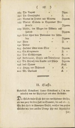 II. Classe. Basreliefs, Medaillons, Camee-Medaillons, ...