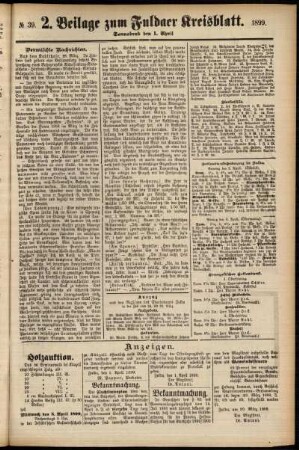 Dritte Ausgabe vom Samstag, den 01. April 1899.