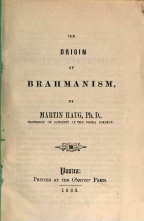 The Origin of Brahmanism