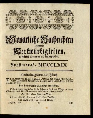 Augstmonat, MDCCLXIX