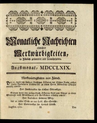 Augstmonat, MDCCLXIX