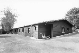 Sachgesamtheit Kinderdorf Wegscheide mit Friedhof der Kriegsflüchtlinge (Gebäudeensemble); Bad Orb, Schullandheim Wegscheide, Wegscheidküppel, L 3199, Geißberg