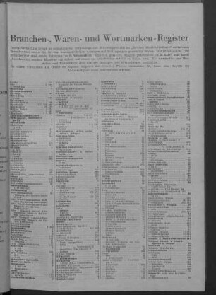 Branchen-, Waren- und Wortmarken-Register