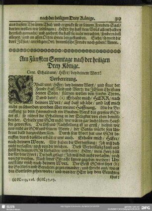 Am Fünfften Sonntage nach der heiligen Drey Könige