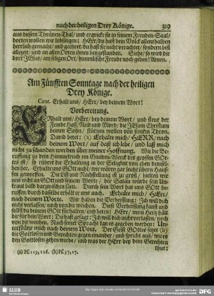 Am Fünfften Sonntage nach der heiligen Drey Könige
