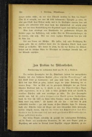Zum Problem der Willensfreiheit : Beantwortung der vorstehenden Kritik