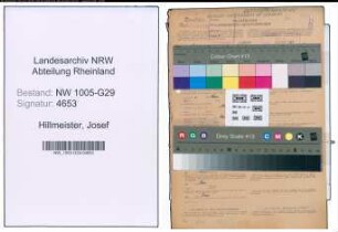 Entnazifizierung Josef Hillmeister , geb. 13.04.1901 (Bahnsekretaer)