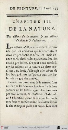 Chap. III. : De la nature. Des actions de la nature, & des actions d’habitude & d’éducation