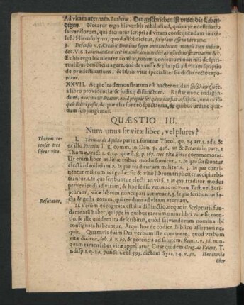 Quaestio III. Num unus sit vitae liber, vel plures?
