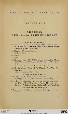 Graphik des 19.-20. Jahrhunderts (Nr. 555-1399)