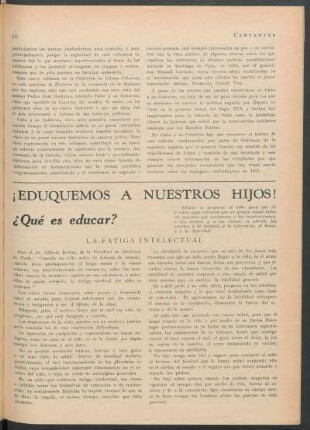 ¡Eduquemos a nuestros hijos! ¿Qué es educar? : La fatiga intelectual