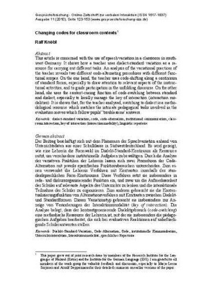 Changing codes for classroom contexts