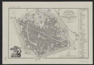 Stadtplan von Reggio Emilia, Italien, 1:4 000, Lithographie, um 1870