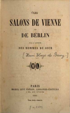 Les Salons de Vienne et de Berlin