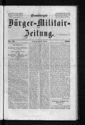 Hamburger Bürger-Militair-Zeitung. No. 16. 1860