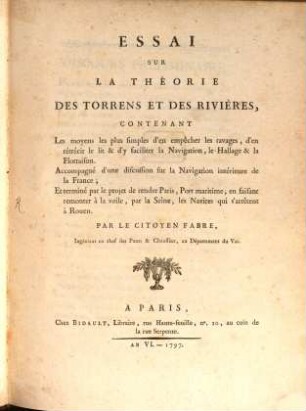 Essai sur la theorie des Forrens