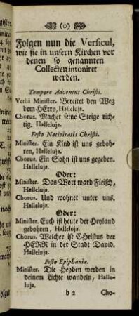Folgen nun die Versicul, wie sie in unsern Kirchen vor denen so genannten Collecten intoniret werden.