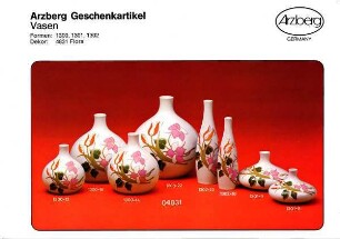 Produktblatt "Arzberg Geschenkartikel / Vasen / Formen: 1300, 1301, 1302" mit Dekor "Flora"
