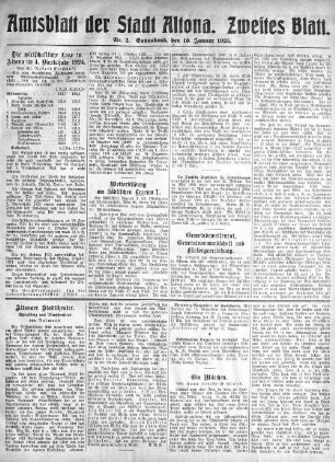 Nummer 2. Zweites Blatt. : Sonnabend, den 10. Januar 1925