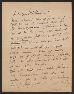 Schreiben an Hermann Muthesius (Brief)