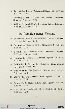 B. Gemälde neuer Meister (Nr. 13-52)