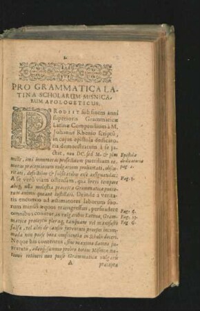 Pro Grammatica Latina Scholarum Misnicarum Apologeticus.